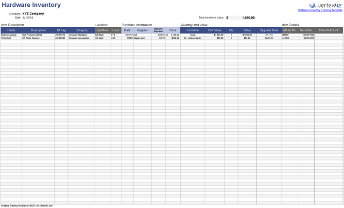 Software Inventory Tracking Template Page 2