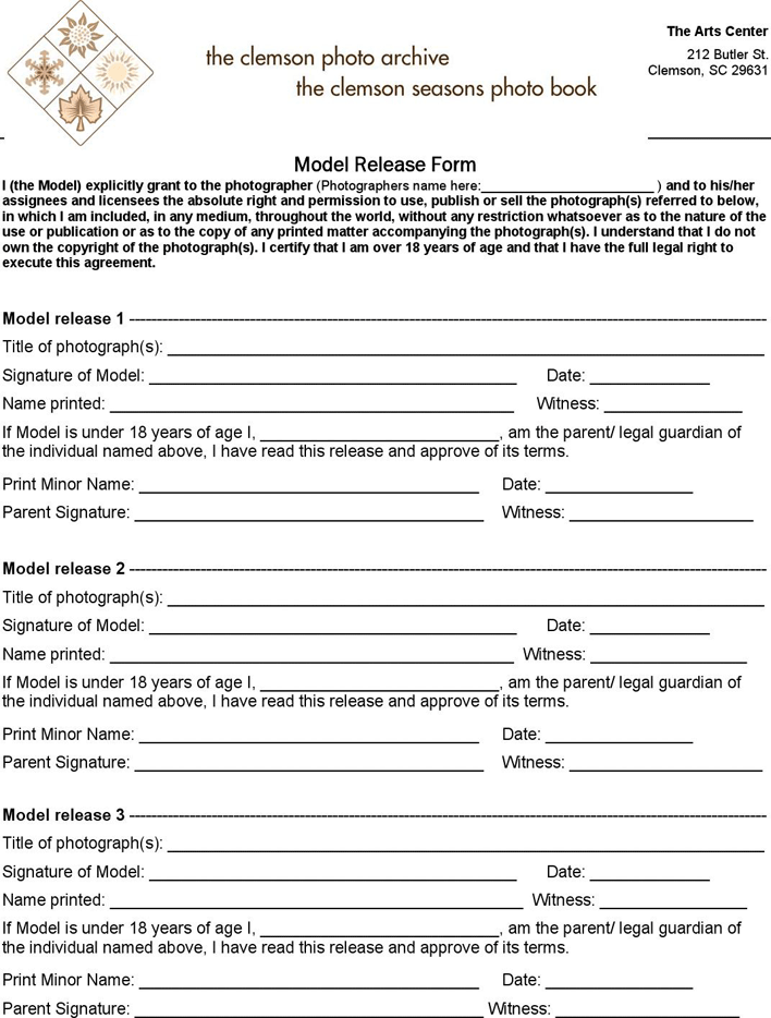 South Carolina Model Release Form Page 2