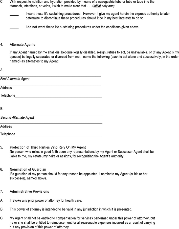 South Dakota Health Care Power of Attorney Form Page 3