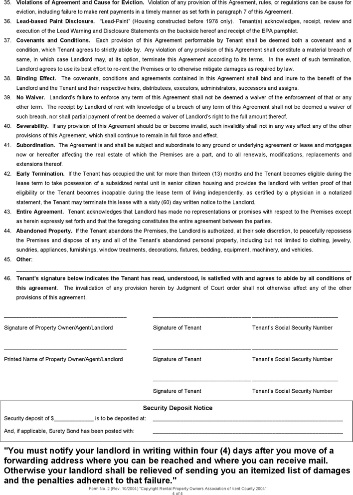 Standard Lease Agreement Page 4
