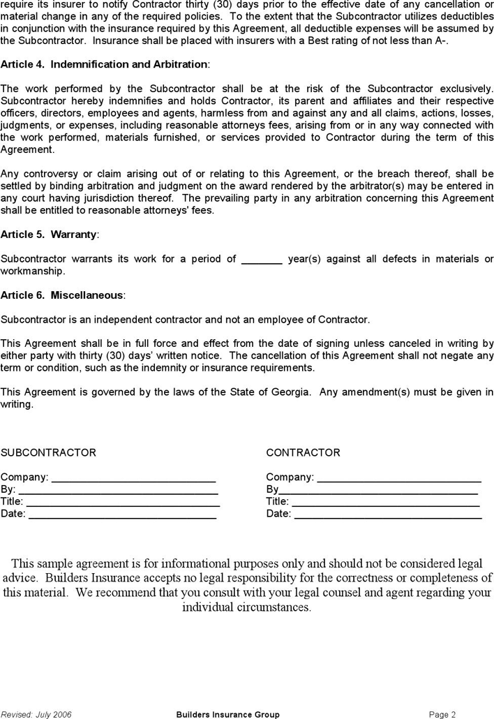 Subcontractor Agreement 2 Page 2