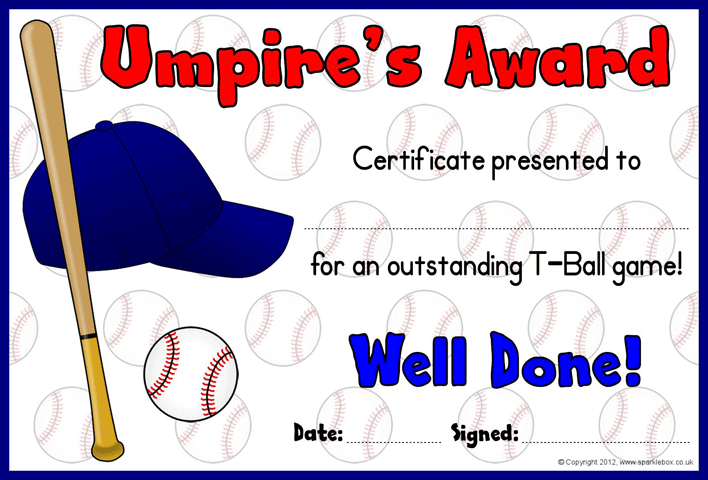 T-Ball Award Certificates Page 3