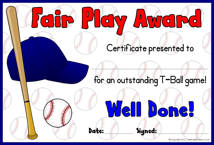 T-Ball Award Certificates Page 4
