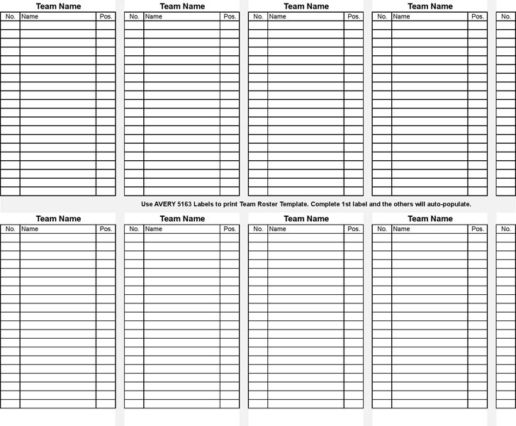 Free Team Roster - xls | 59KB | 3 Page(s)