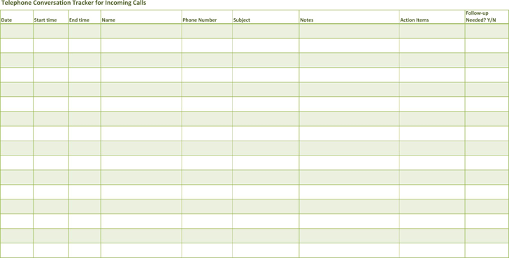 Telephone Conversation Tracker (for Incoming and Outgoing Calls)