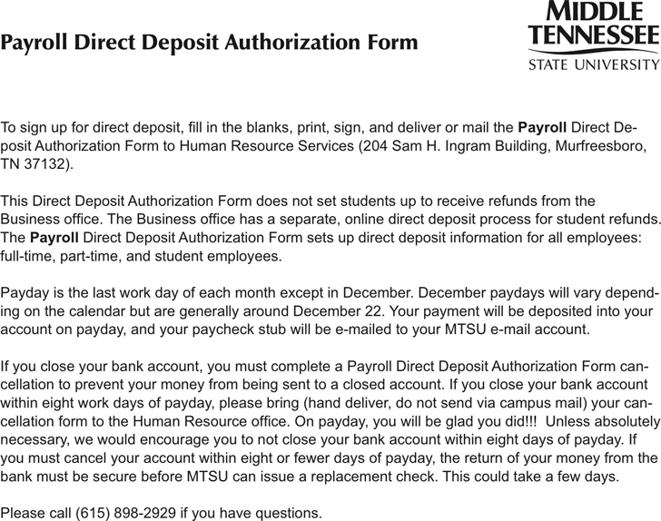 Tennessee Direct Deposit Form 3