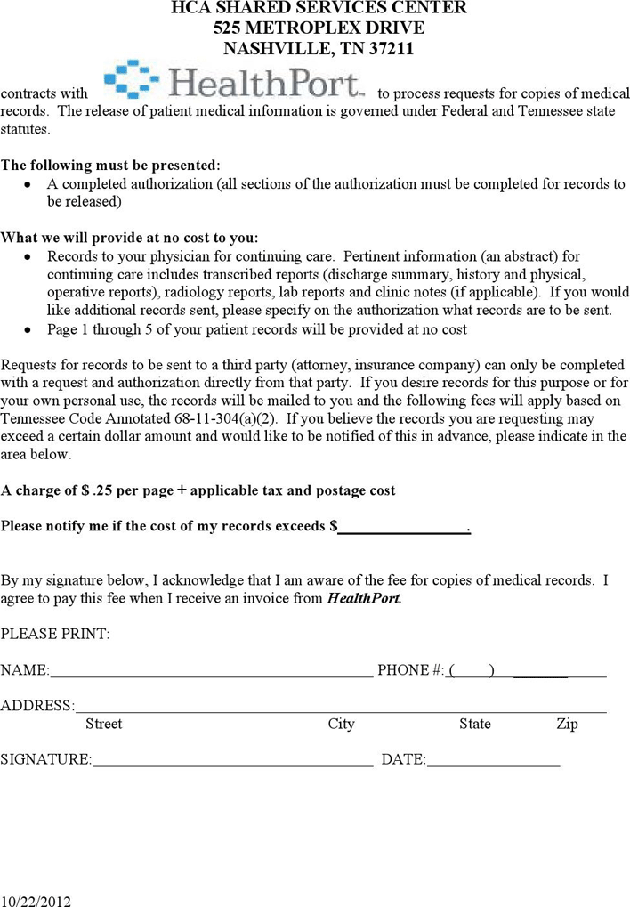 Tennessee Medical Release Form 1 Page 2