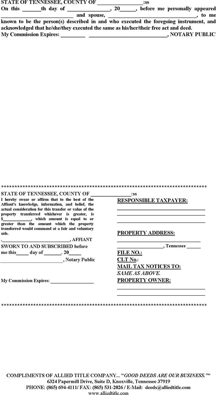 Tennessee Warranty Deed Page 2