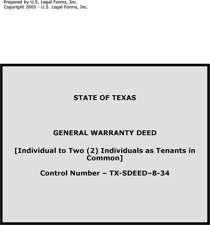 Texas General Warranty Deed (Individual to Two Individual As Tenants in Common)