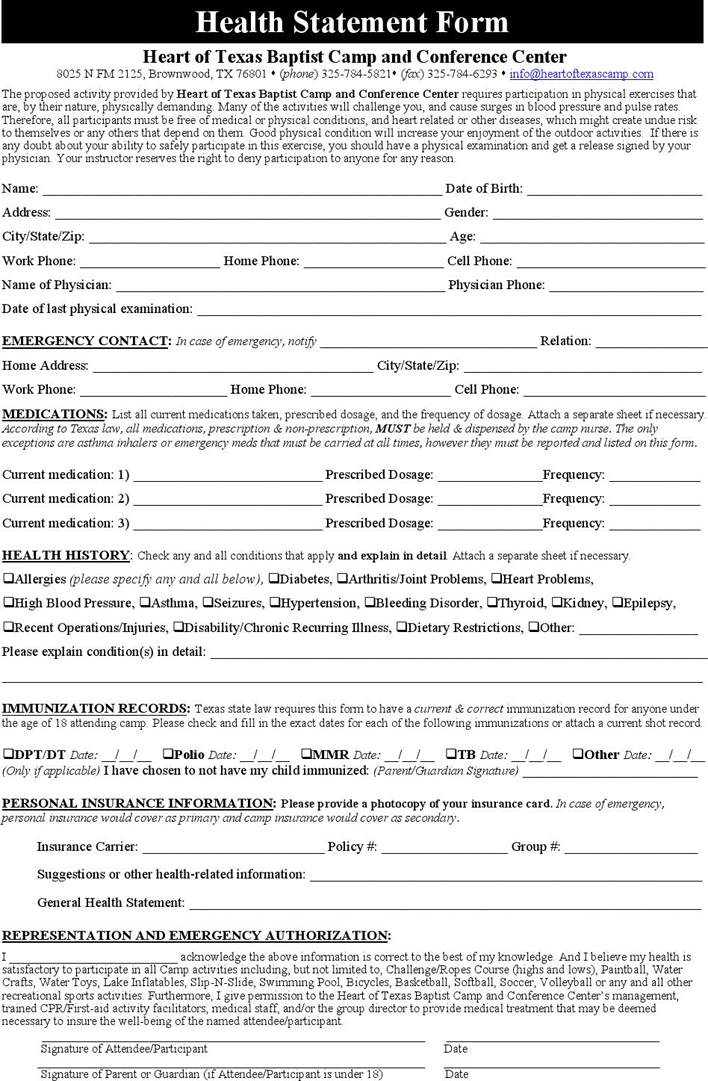Texas Liability Release Form 3 Page 2