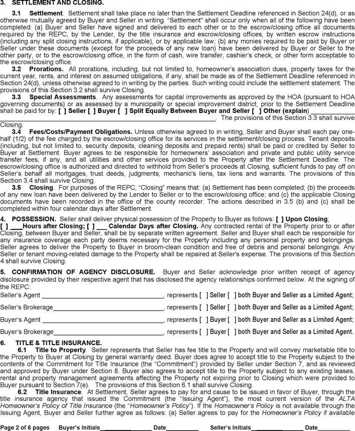 Utah Real Estate Purchase Contract Form Page 2