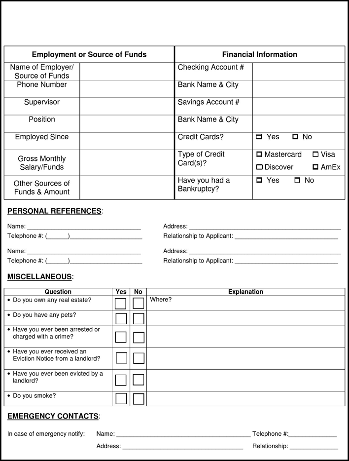 Vermont Rental Application Form Page 2