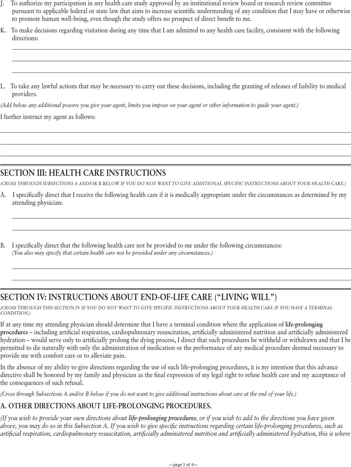 Virginia Advance Medical Directive Form Page 3