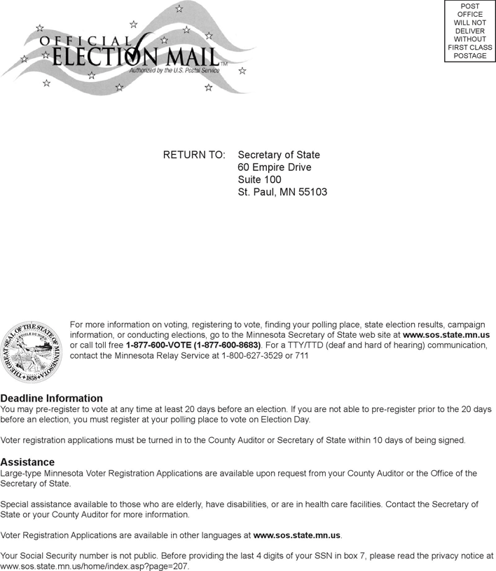 Voter Registration Application - Minnesota Page 2
