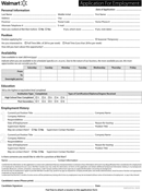 WalMart Job Application Form