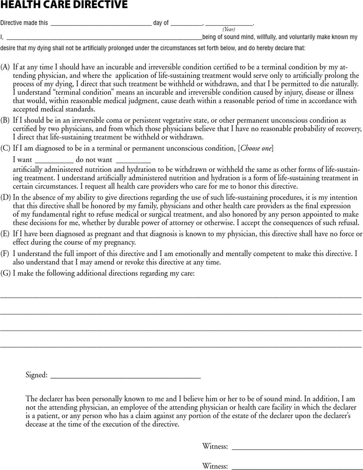 Washington Advance Directive Forms Page 3