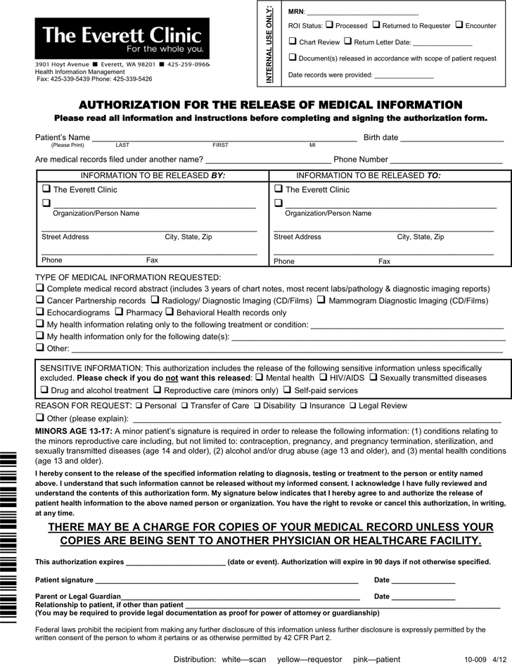 Washington Medical Records Release Form 2