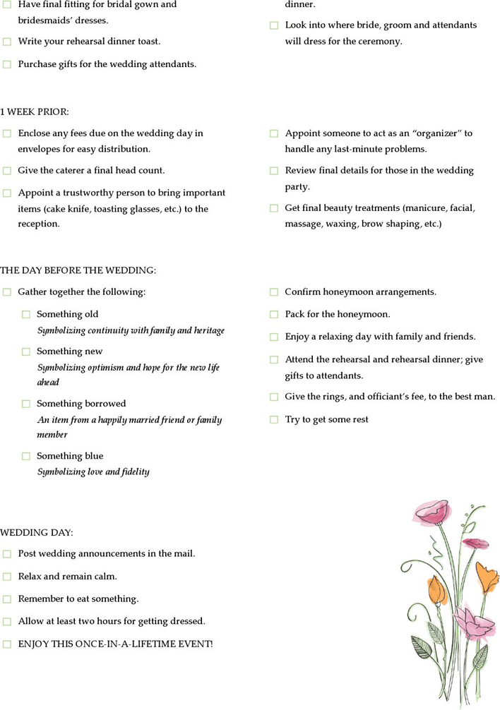 Wedding Checklist Page 3