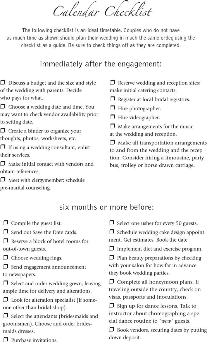 Wedding Planning Checklist Page 2