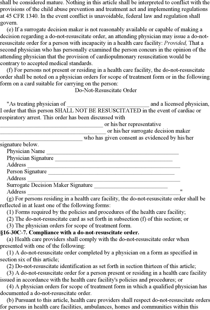 West Virginia Do Not Resuscitate Form Page 4