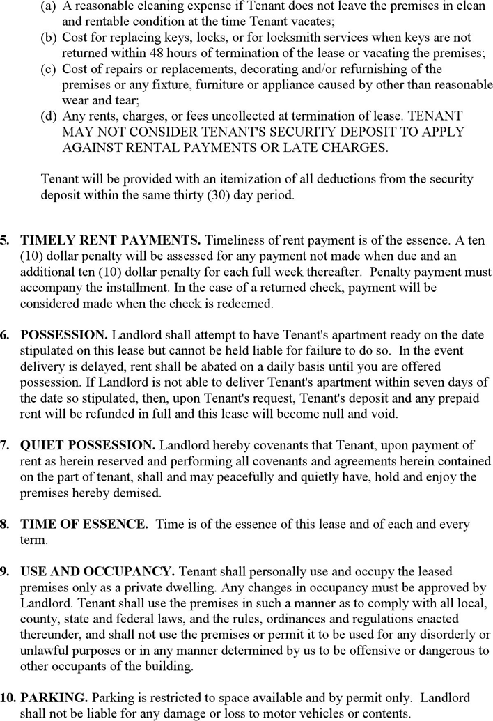 West Virginia Month to Month Rental Agreement Page 2