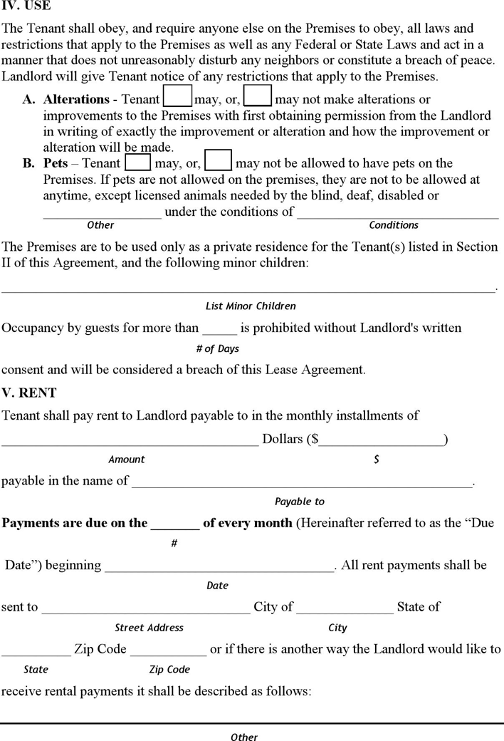 West Virginia Residential Lease Agreement Page 2
