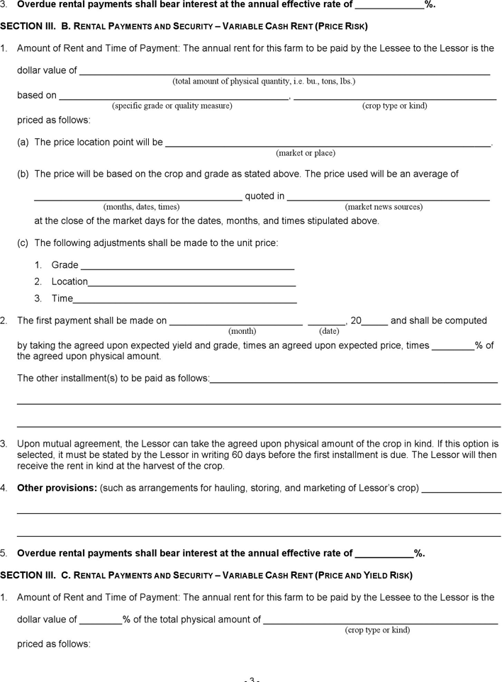 Wisconsin Cash Farm Lease Form Page 3