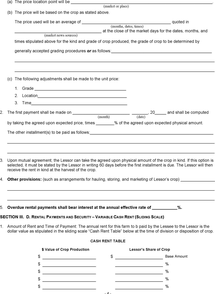 Wisconsin Cash Farm Lease Form Page 4