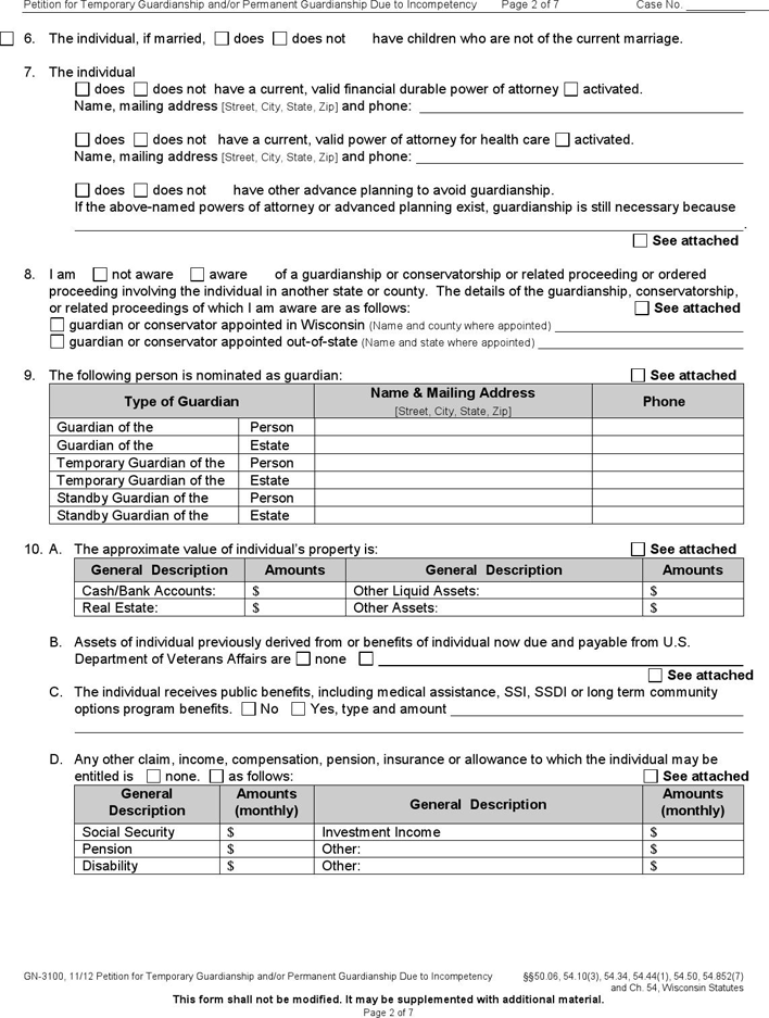 Wisconsin Guardianship Form 1 Page 2