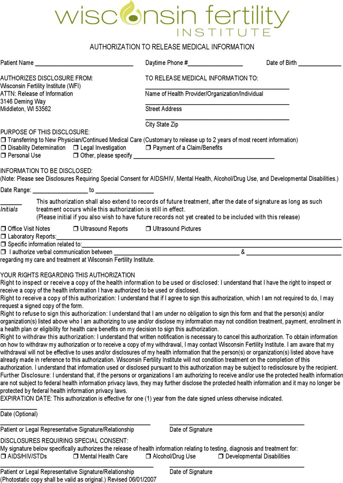 Wisconsin Medical Records Release Form 2 Page 3