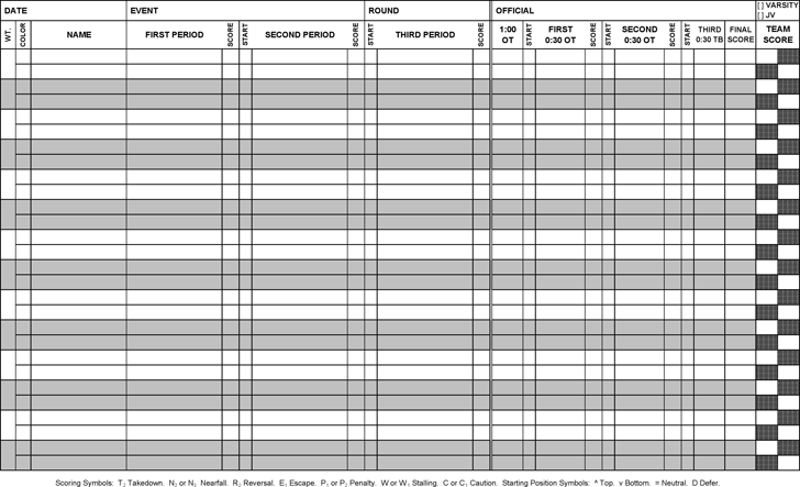 Wrestling Score Sheet 1