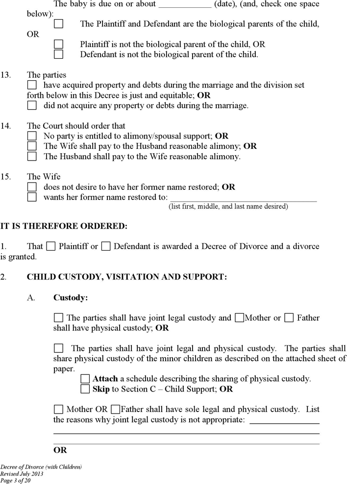 Wyoming Decree of Divorce with Children Form Page 3