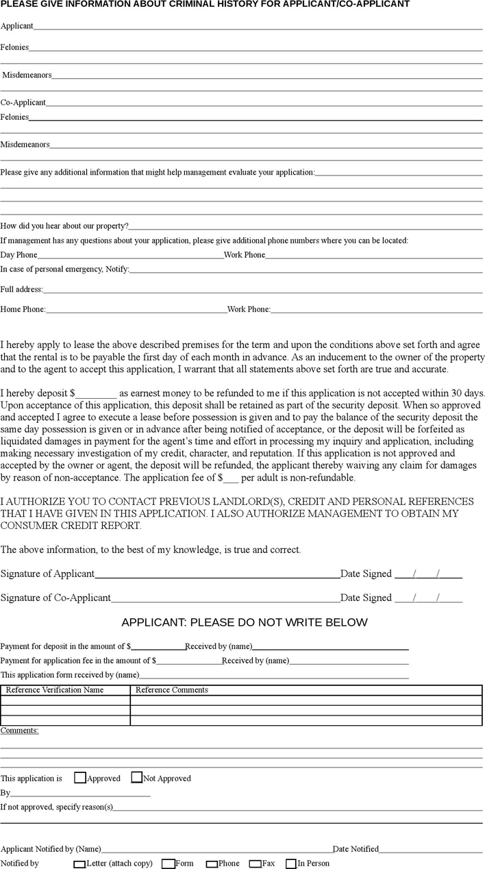 Wyoming Rental Application Form Page 2